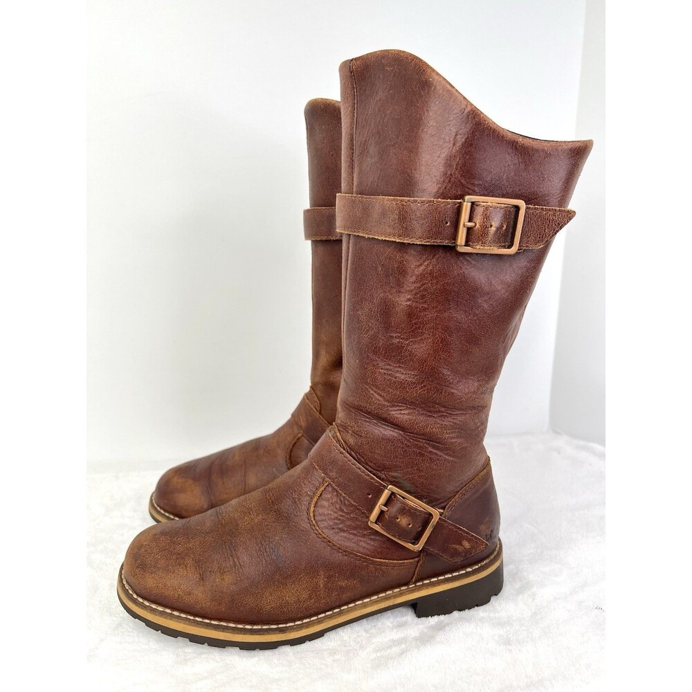 Patagonia Thatcher Riding Boots Distressed Brown Leather Womens 7.5 Side Zip - Picture 2 of 12
